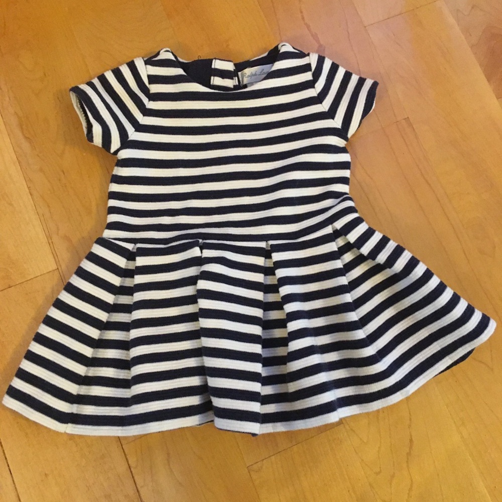 Striped navy and white short sleeve dress